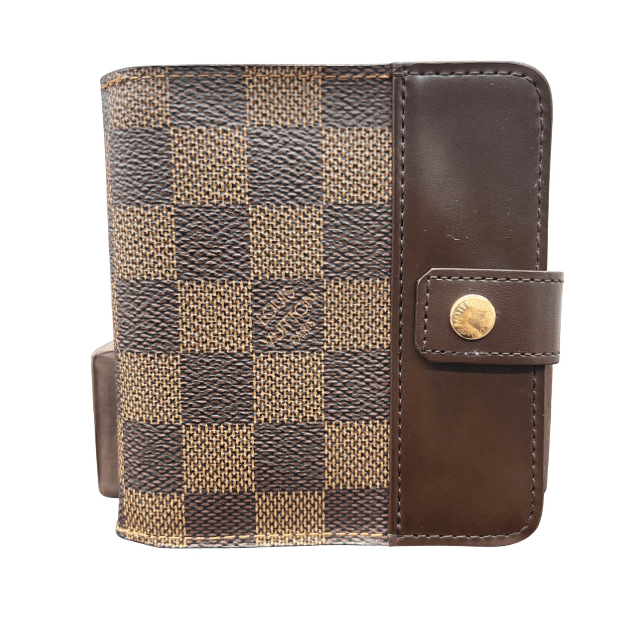 LOUIS VUITTON 極美品 ルイヴィトン コンパクトジップ ダミエ エベヌ 二つ折り財布 N61668 PVC レザー CA1015 ブラウン コンパクトウォレット カードケース ミニ財布 チェック ヴィトン LV Aランク 中古 鑑定済 ヴィトン財布