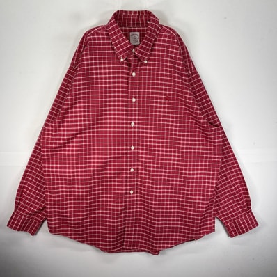 古着 ブルックスブラザーズ Brooks Brothers 長袖シャツ BD 346 ワンポケ XL レッド系 チェック メンズ