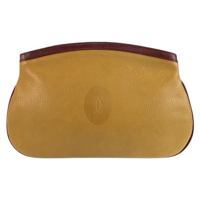 CARTIER カルティエ ヴィンテージ マストライン イエロー ボルドー ゴールド金具 レザー クラッチバッグ ポーチ 601930 【中古】
