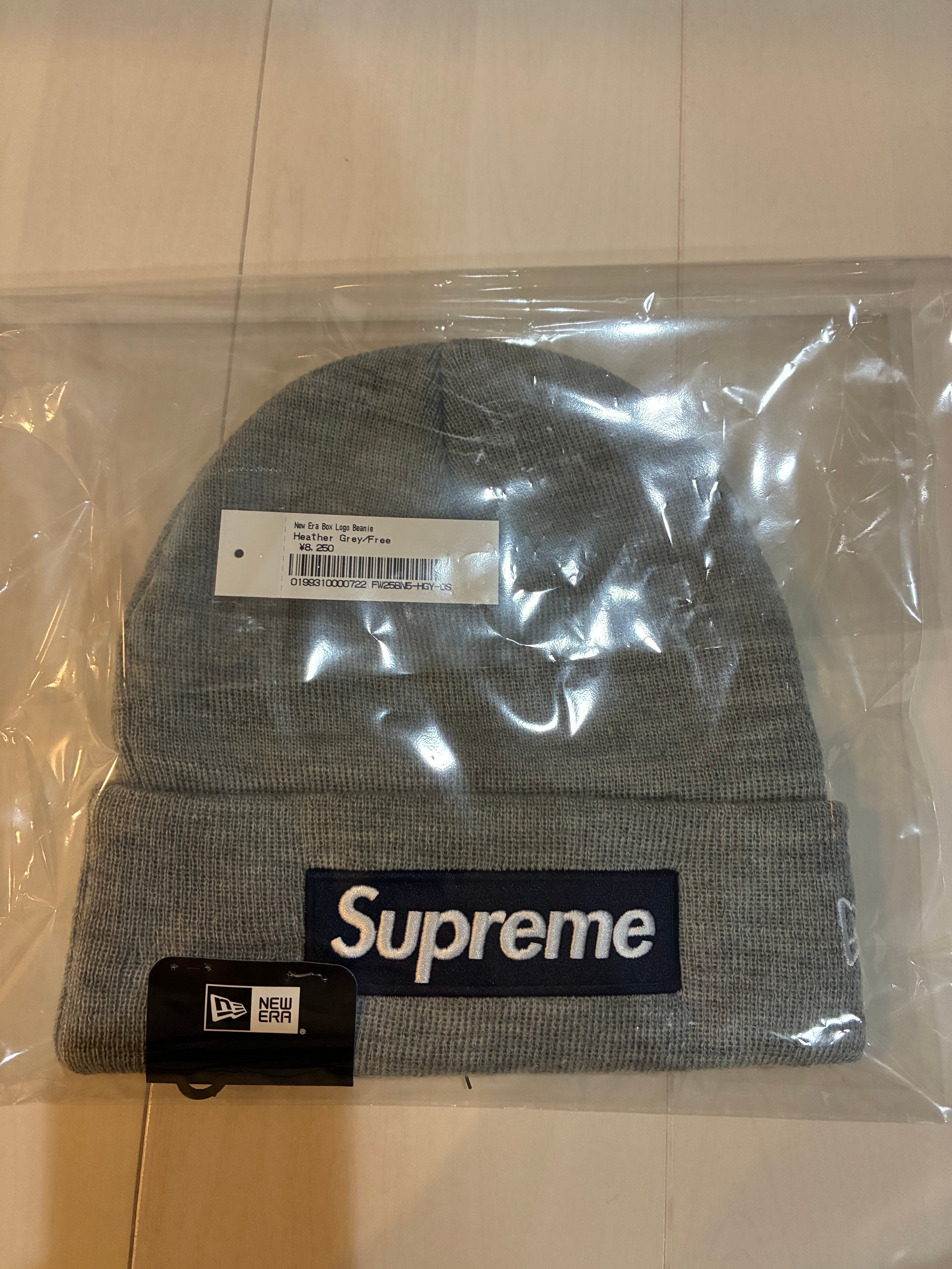 Supreme x NEW ERA Box Logo Beanie (25FW) "Heather Grey"