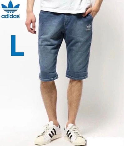 Lサイズ adidas originals アディダス オリジナルス デニム スウェット インディゴ ジョガー フレンチ テリー ハーフパンツメンズ デニム FT ネイビー オリジナルス(Denim FT Short Navy Originals S18363