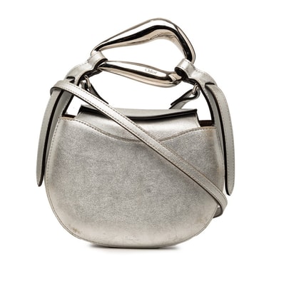 クロエ KISS キス スモール ショルダーバッグ シルバー レザー レディース Chloe 【中古】