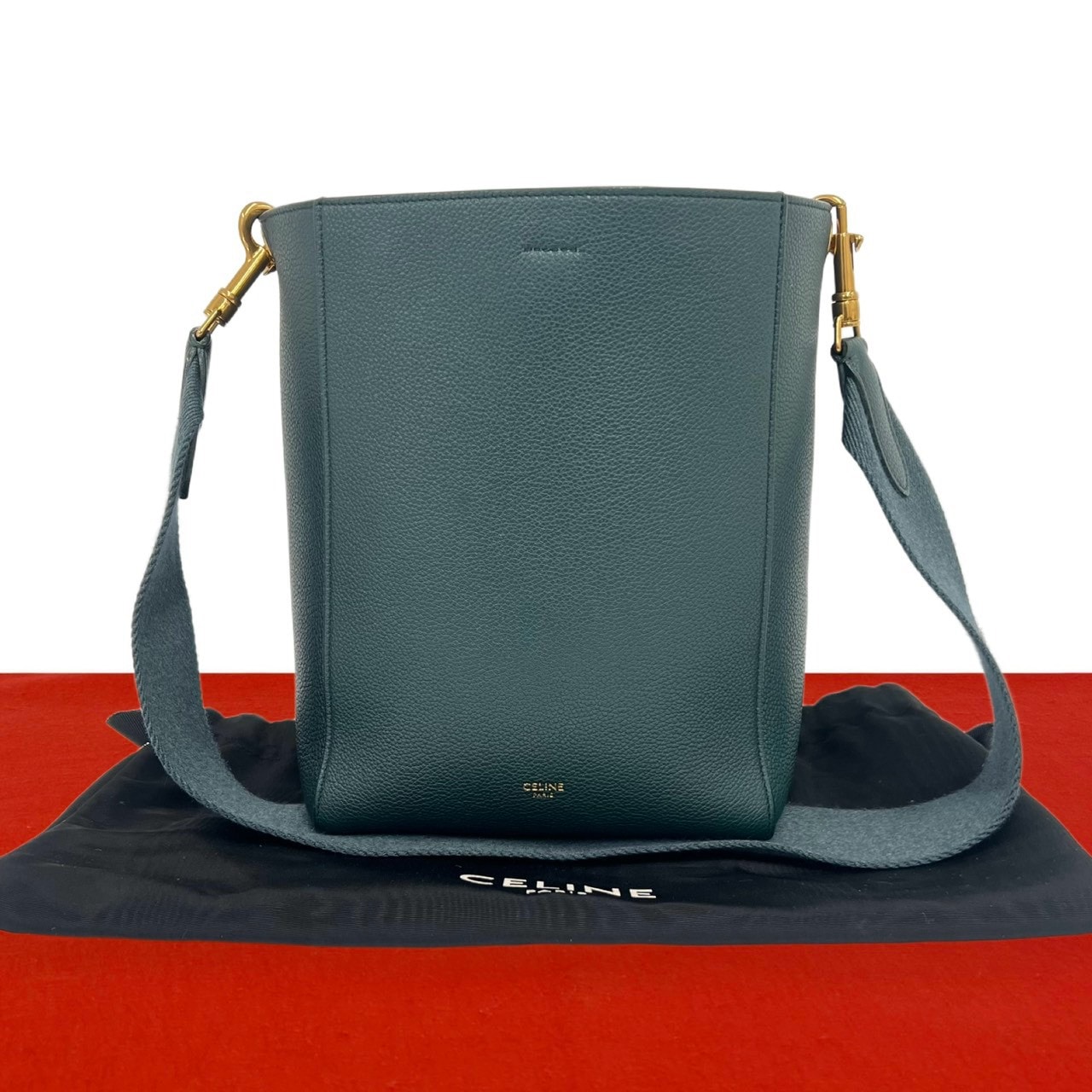 CELINE セリーヌ サングルバケット スモール レザー ショルダーバッグ グリーン
 16702