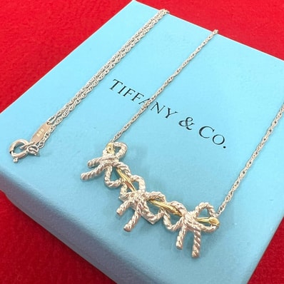 TIFFANY&Co. ティファニー トリプル リボン ネックレス シルバー925 K18イエローゴールド ネックレス シルバー
48159