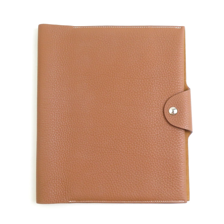 エルメス HERMES 手帳カバー ノートカバー レザー ブラウン シルバー ユニセックス【中古】 e62063a