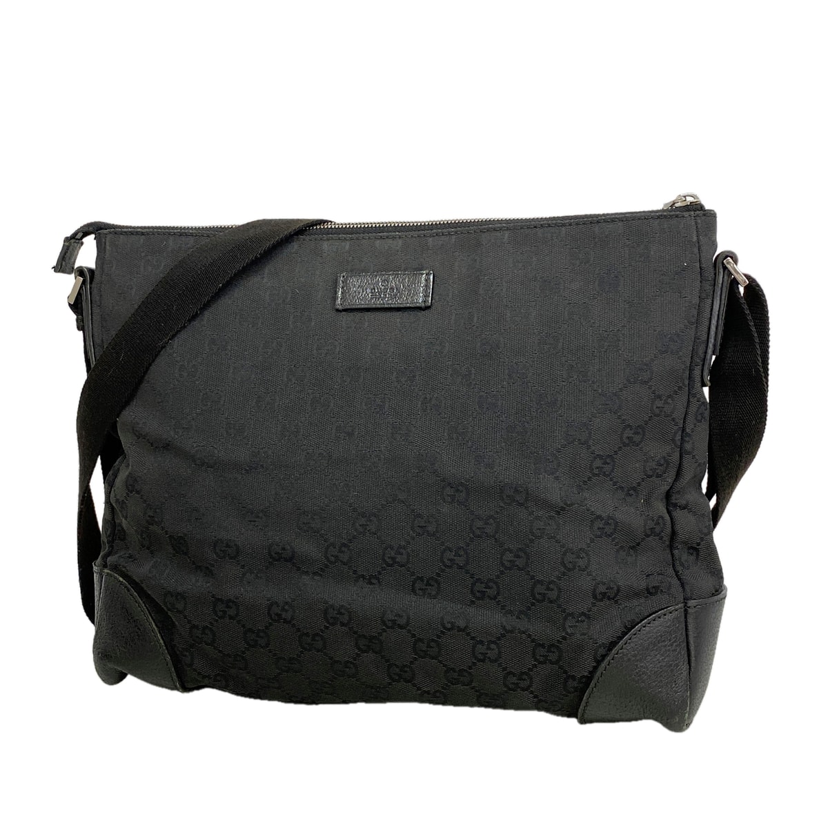 【6ia0076】グッチ ショルダーバッグ GGキャンバス 110054 キャンバス ブラック シルバー金具【中古】レディース