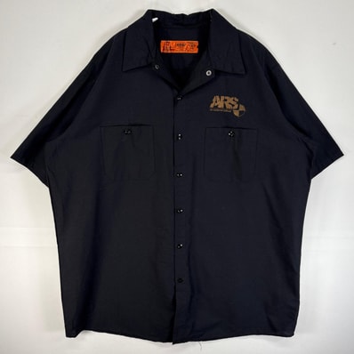 古着 レッドキャップ RED KAP 半袖シャツ ワーク カラーステイ 胸ポケ 大きいサイズ モーターカルチャー XL ブラック 両面プリント メンズ