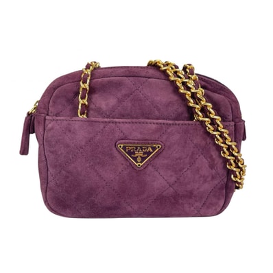PRADA プラダ 三角ロゴ ショルダーバッグ スウェード パープル レディース【中古】