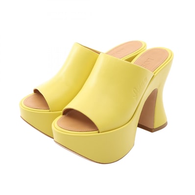 ロエベ LOEWE PAULA'S IBIZA オープントゥ ミュール 靴 レザー レディース イエロー系 【中古】