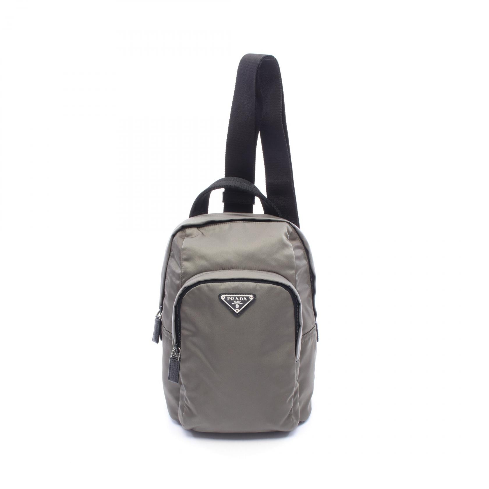 プラダ PRADA トライアングルロゴ ウエストバッグ ボディバッグ バッグ ナイロン メンズ グリーン系 / ブラック系 2VZ116 【中古】