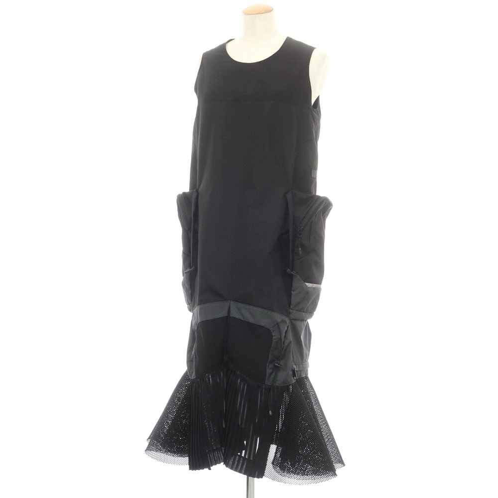 【中古】ジュンヤワタナベ JUNYA WATANABE 2025年春夏 ナイロン ノースリーブ ロング ワンピース ブラック【サイズS】【レディース】
