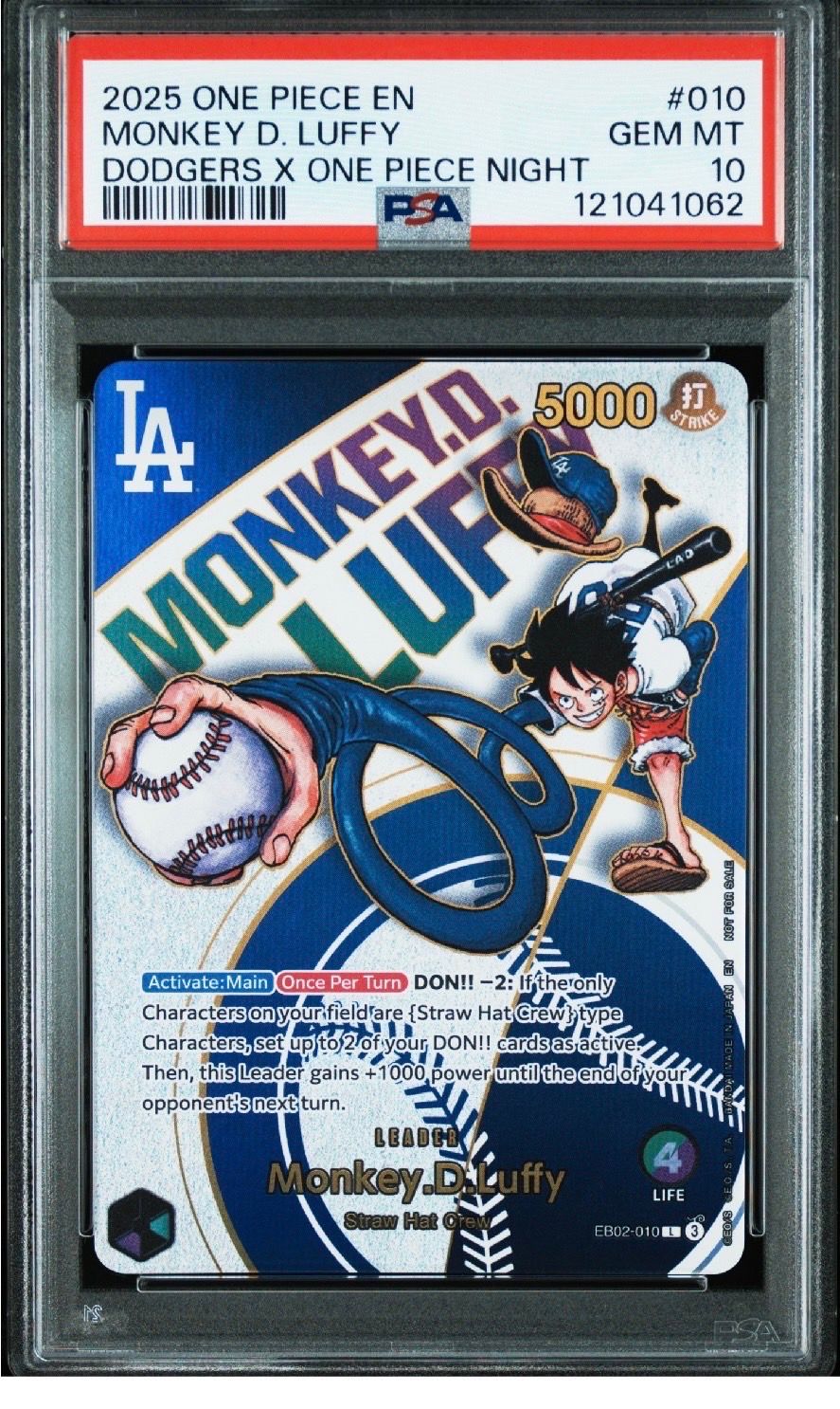 PSA10】モンキー・D・ルフィ L (開封済) [EB02-010]【英語版