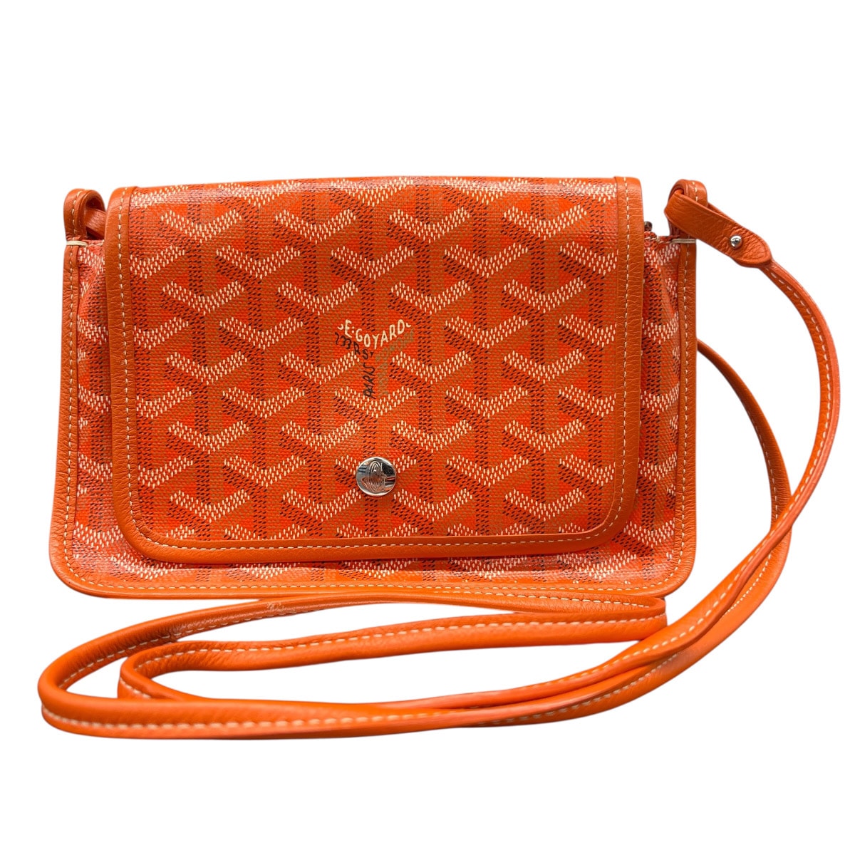 GOYARD 展示品級 ゴヤール プリュメ ポーチウォレット ショルダバッグ PVC レザー オレンジ ショルダーウォレット ポシェット 財布 マルチケース 美品 レディース SAランク 中古 鑑定済 ゴヤールバッグ