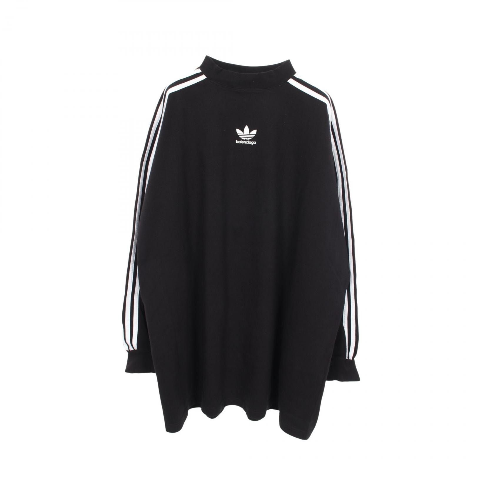 バレンシアガ BALENCIAGA BALENCIAGA × adidas ロングスリーブ ダメージ加工 カットソー 衣料品 トップス コットン メンズ ブラック系 【中古】