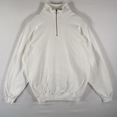 古着 90's/90年代 ポロバイラルフローレン Polo by Ralph Lauren スウェット ハーフジップ トレーナー 袖ロゴ刺繍 M ホワイト メンズ