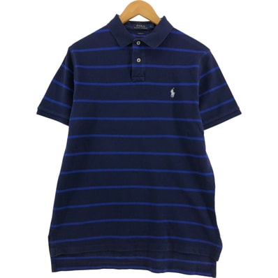 古着 ラルフローレン Ralph Lauren POLO RALPH LAUREN CUSTOM FIT 半袖 ボーダー ポロシャツ メンズL相当/eaa542040