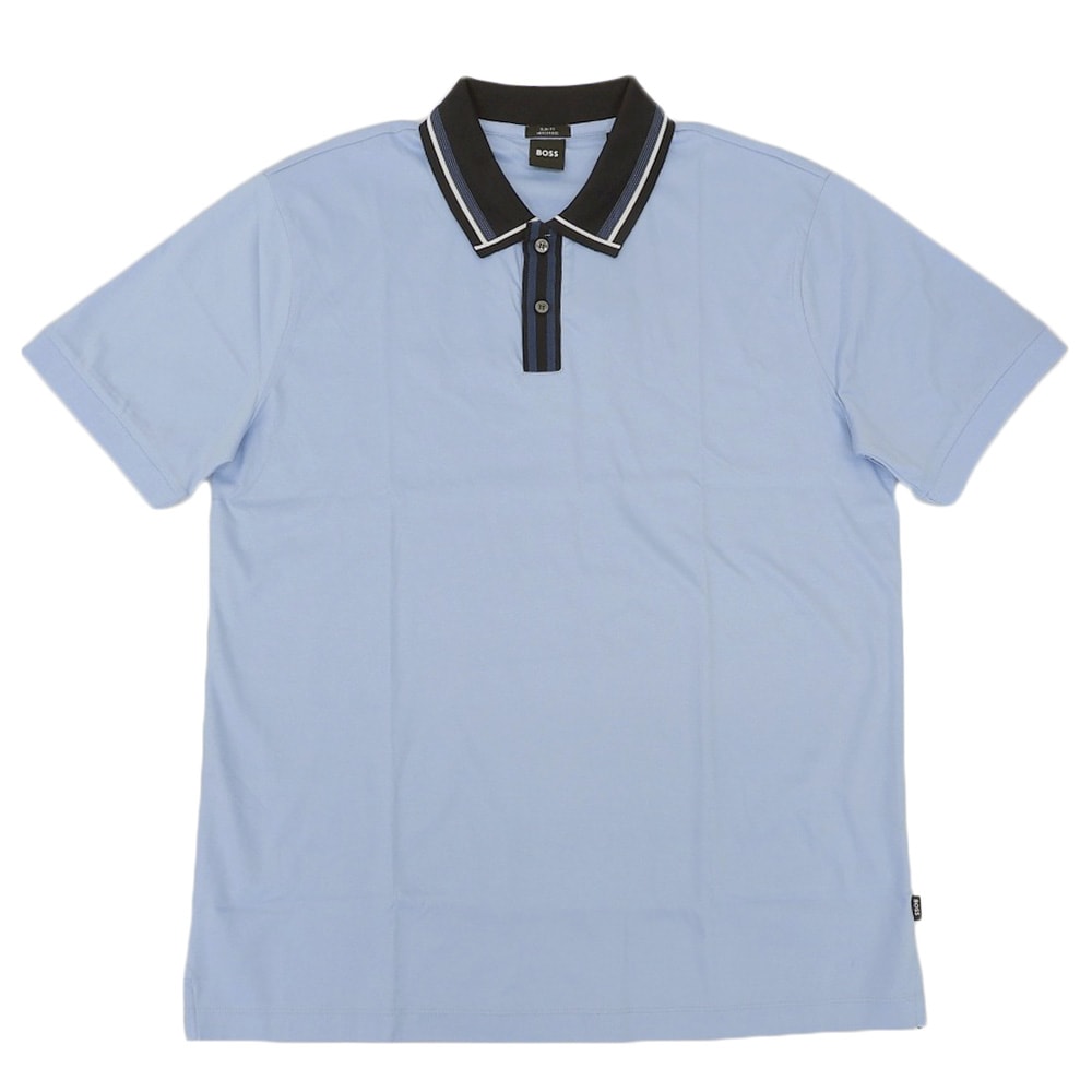 ボス 新品同様 コントラスト ストライプ ポロシャツ トップス メンズ ブルー XXL 50513366 XXL