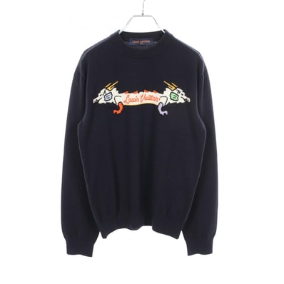 ルイ・ヴィトン LOUIS VUITTON LOUIS VUITTON × NIGO インタルシアジャカード ドラゴン グラフィック ニット 衣料品 トップス カシミヤ メンズ ネイビー系 / マルチカラー RM221M DLB HMN02W 【中古】