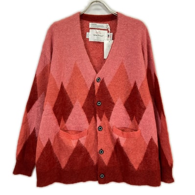 ダイリク 22AW K-2 After School レッド Argyle Mohair Knit Cardigan L