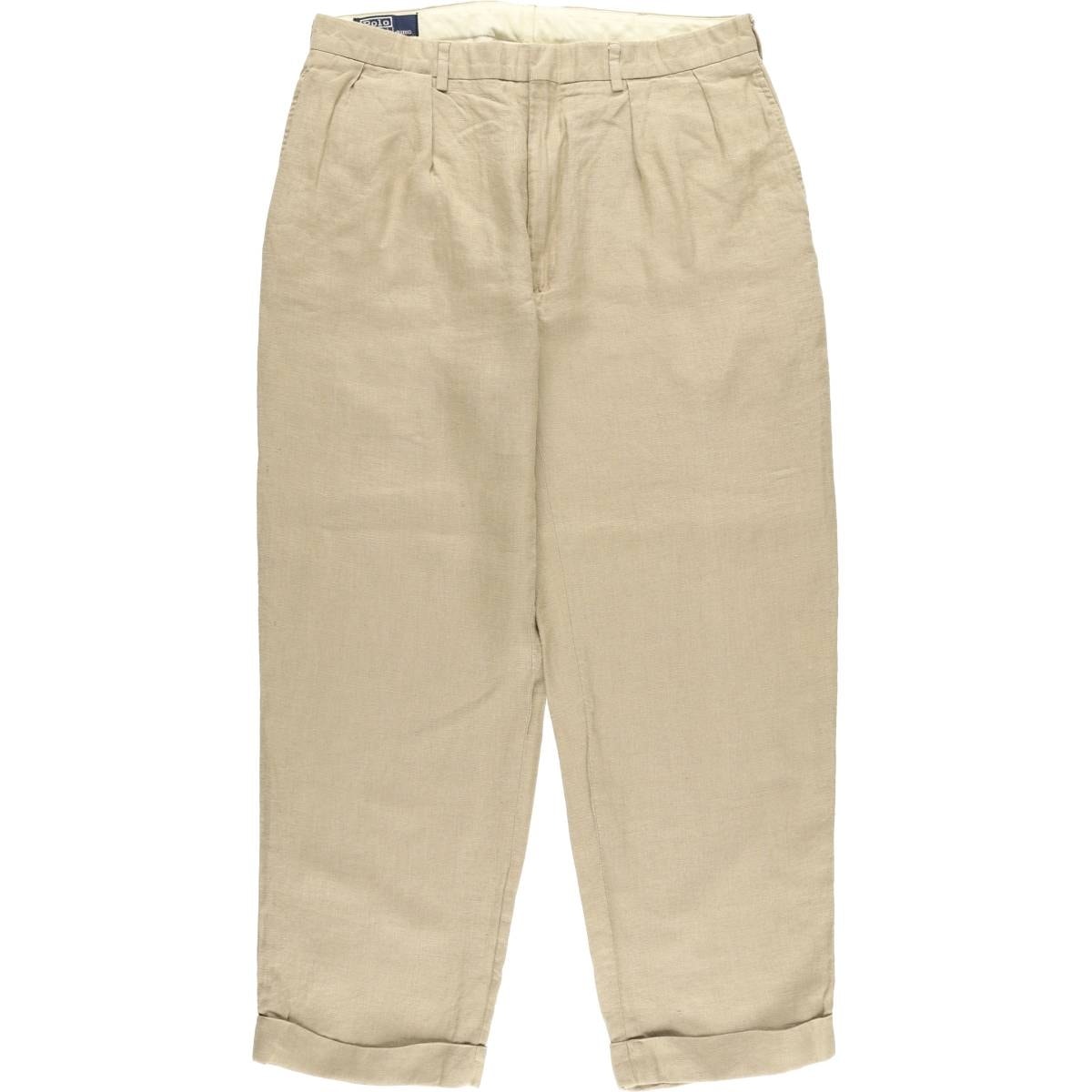古着 ラルフローレン Ralph Lauren POLO by Ralph Lauren ツータック リネンパンツ スラックス メンズw36相当/eaa535749