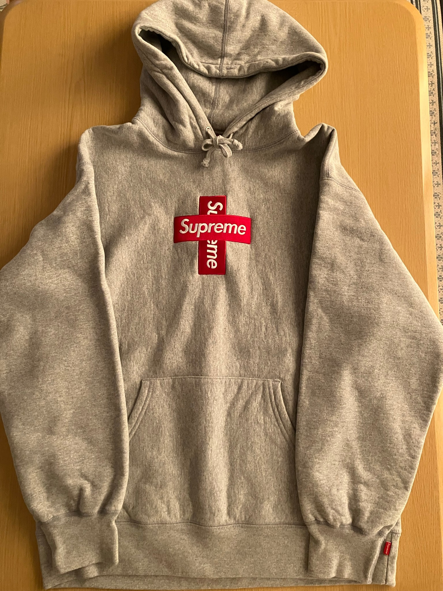 Supreme Cross Box Logo Hooded Sweatshirt "Grey"