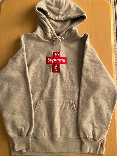 Supreme Cross Box Logo Hooded Sweatshirt "Grey"