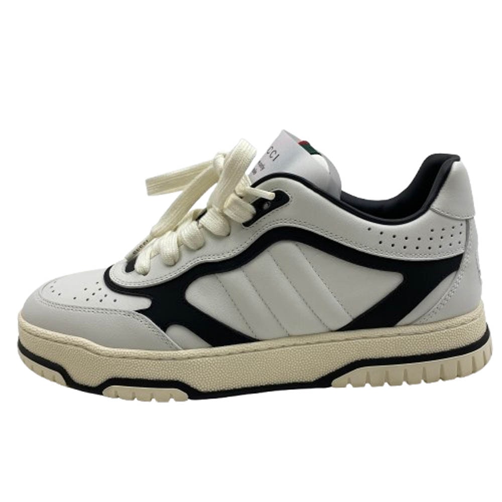 GUCCI グッチ スニーカー 807059 リウェブ シェリーライン ヒールロゴ レザー ローカット スニーカー オフホワイト系 38【極上美品】【中古】