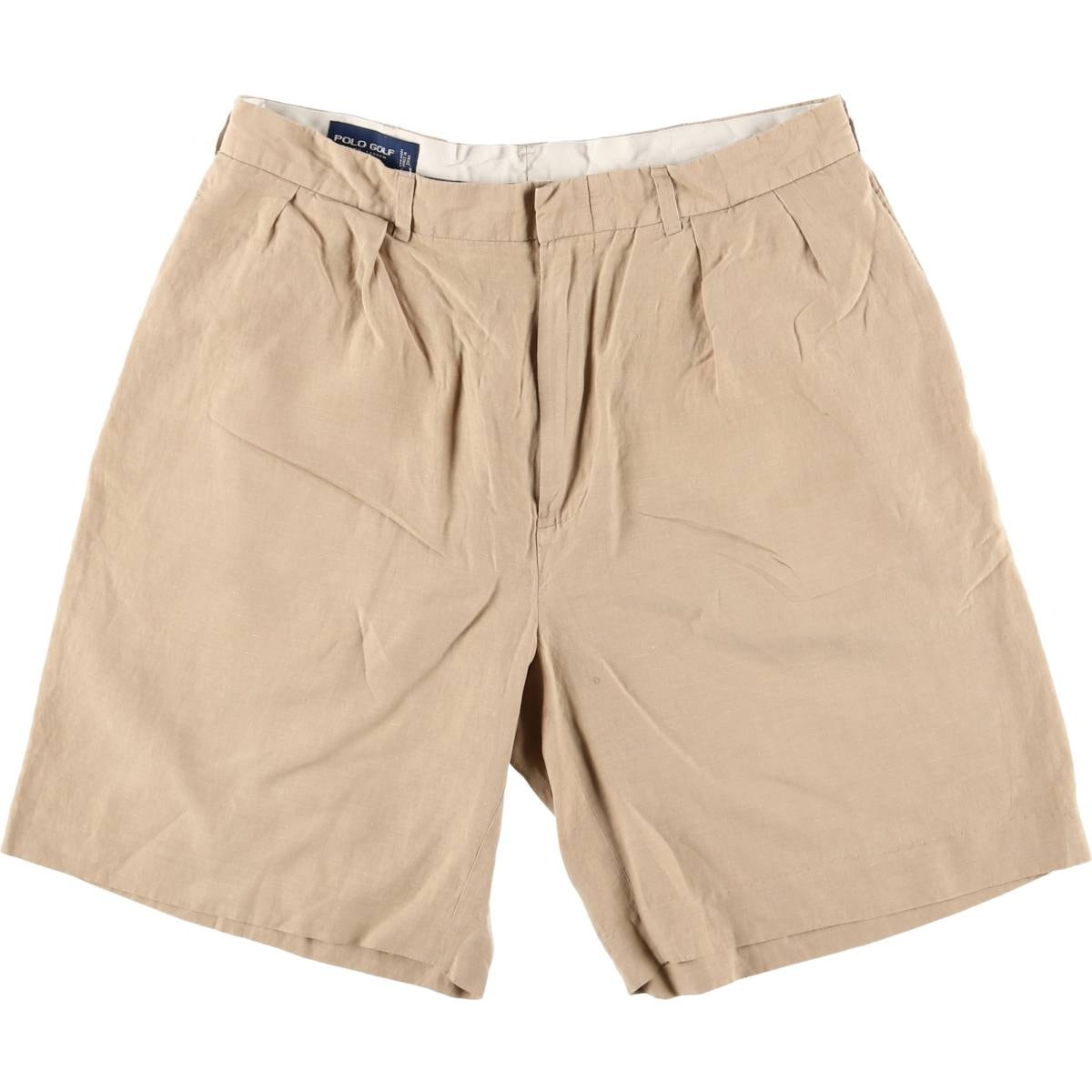 古着 ラルフローレン Ralph Lauren POLO GOLF ポロゴルフ ツータック リネンショーツ ショートパンツ メンズw34相当/eaa548959