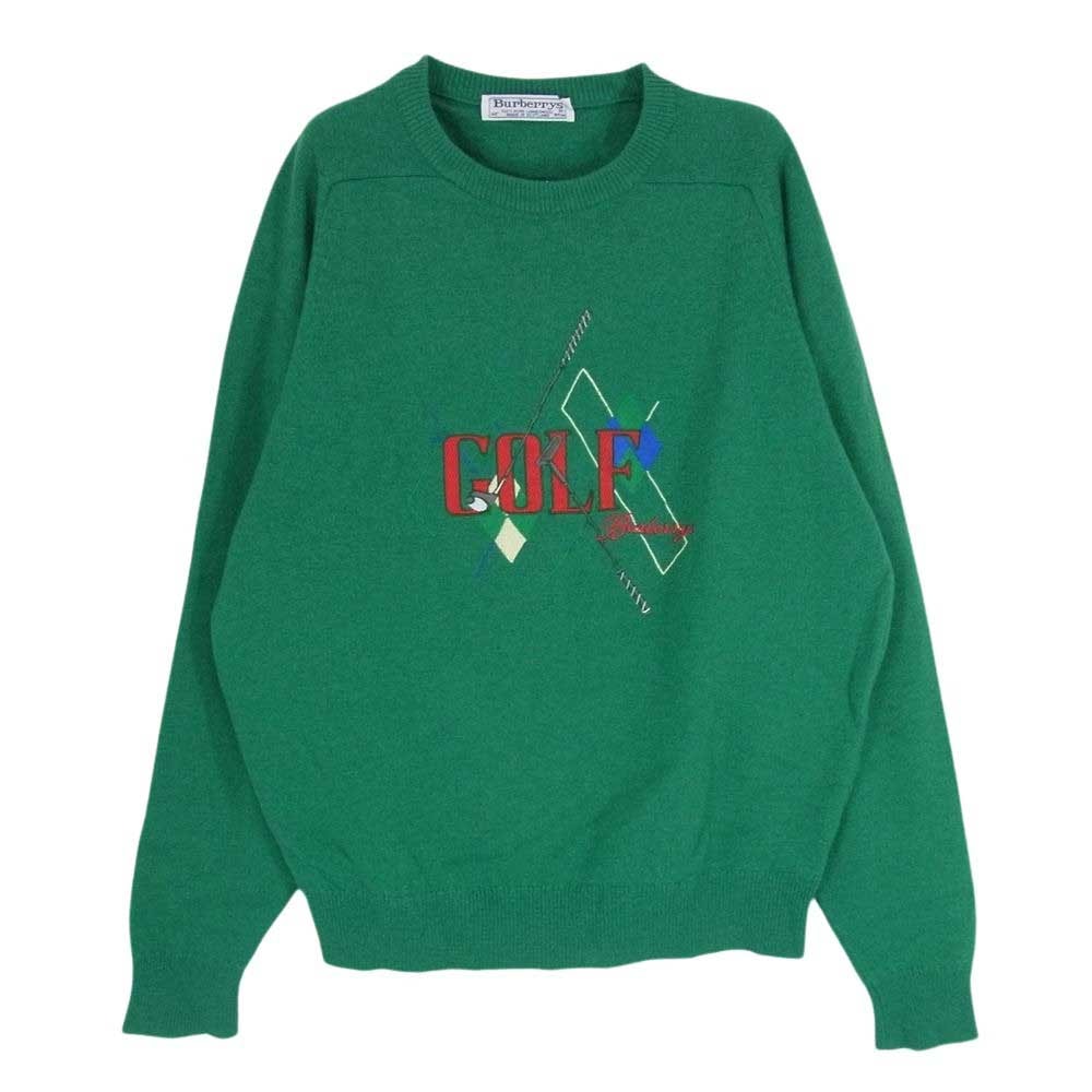BURBERRY バーバリー ニット burberrys GOLF ゴルフ ロゴ 刺繍 ニット グリーン系 42【中古】