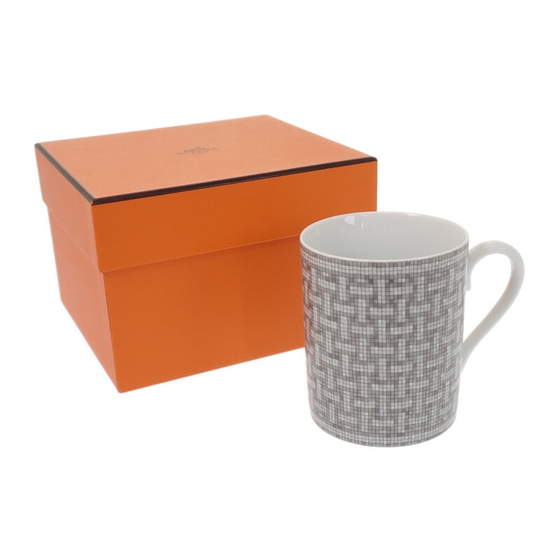 エルメス HERMES モザイク24 マグカップ ポーセリン グレー【中古】【Sランク】