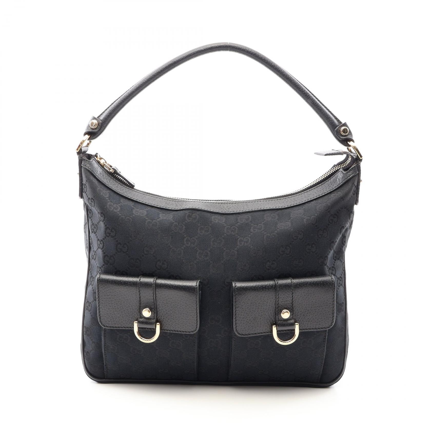 グッチ GUCCI GGキャンバス ショルダーバッグ バッグ キャンバス レザー レディース ブラック系 153025 【中古】