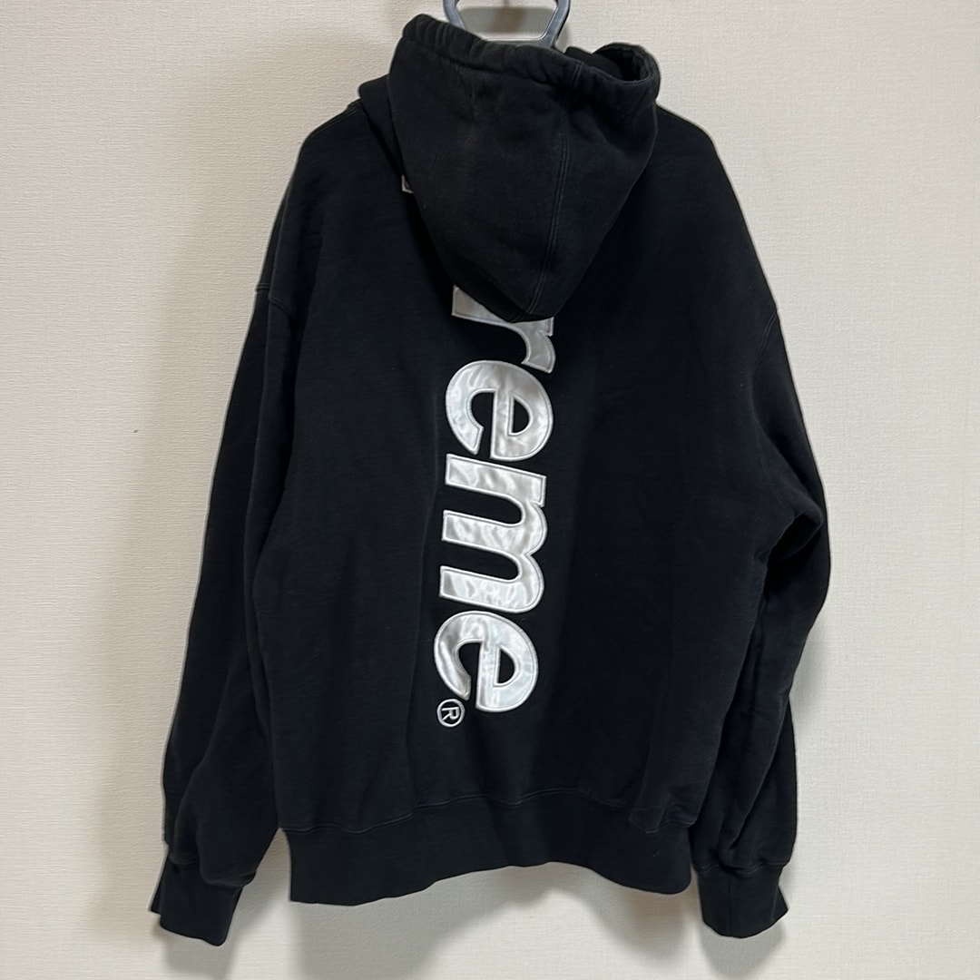 Supreme Satin Applique Hooded Sweatshirt "Black" (24FW)