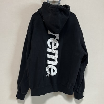 Supreme Satin Applique Hooded Sweatshirt "Black" (24FW)