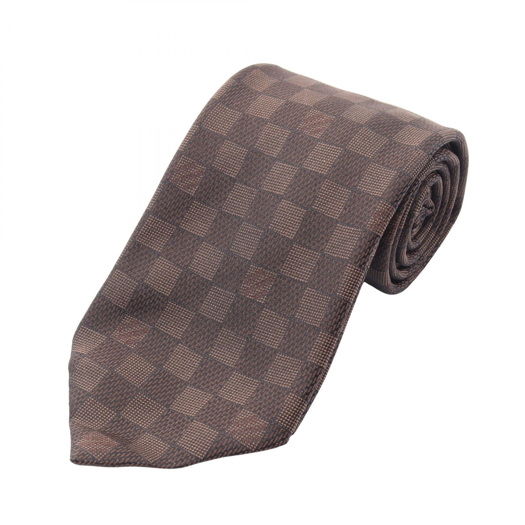 ルイ・ヴィトン LOUIS VUITTON ダミエ ネクタイ 衣料品 シルク メンズ ブラウン系 【中古】