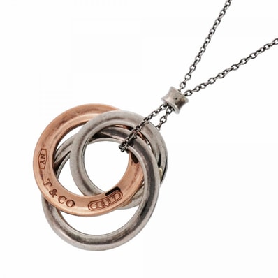 【6jdb0070】ティファニー ネックレス インターロッキング/1837 シルバー925 ルベドメタル【中古】レディース