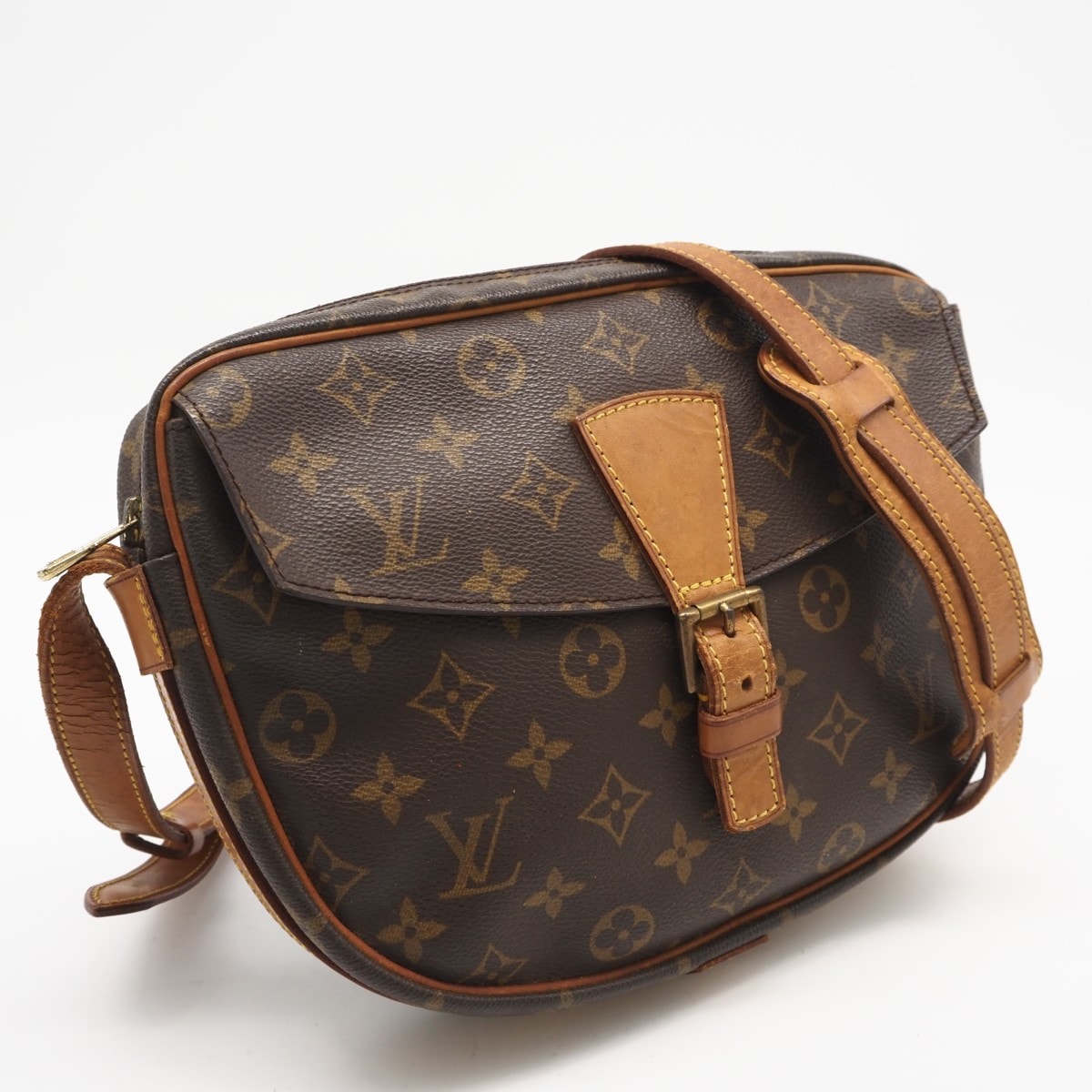 LOUIS VUITTON ルイ・ヴィトン モノグラム キャンバス ジュヌフィーユGM M51225 ショルダーバッグ ブラウン コーティングキャンバス レザー レディース