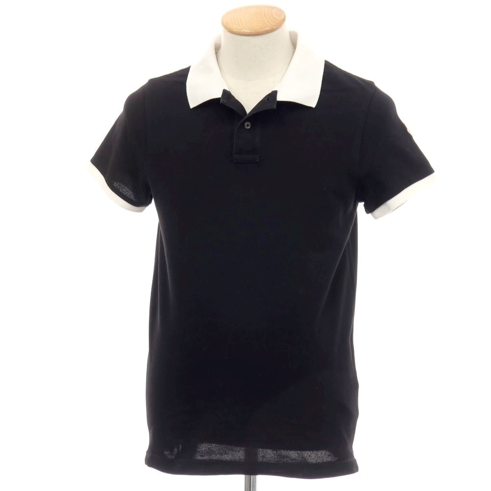 【中古】モンクレール MONCLER 鹿の子 コットン 半袖ポロシャツ ブラック【サイズS】【メンズ】