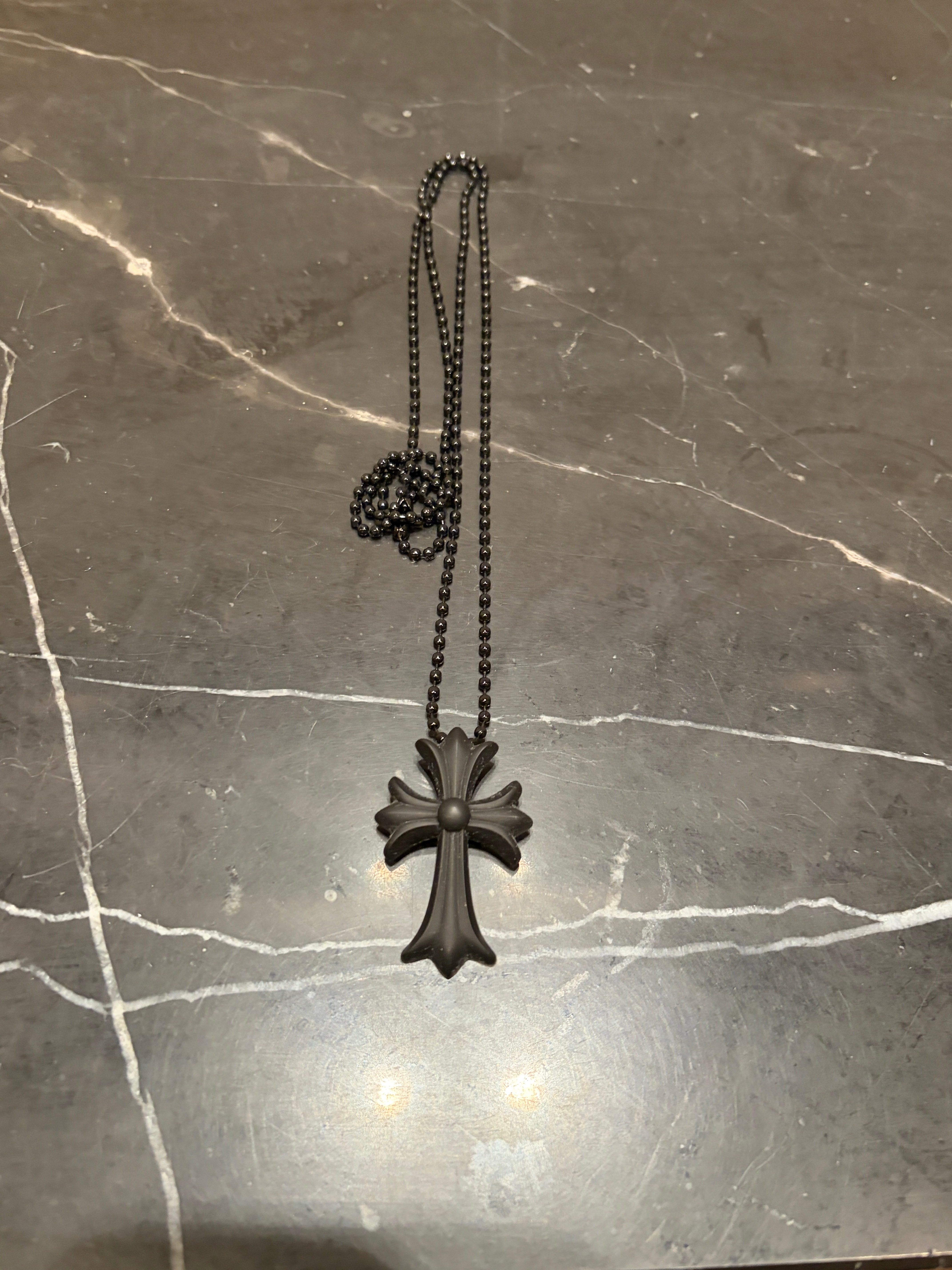 Chrome Hearts Rubber Small CH Cross Silicon Necklace "Black"