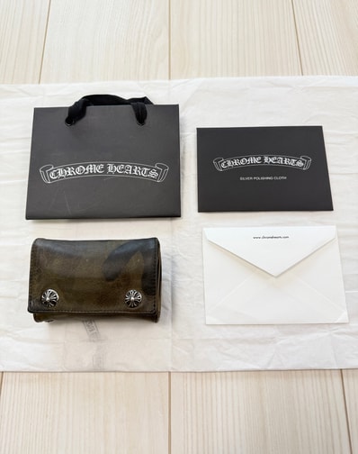 付属品完備/値下げ交渉可能 / 正規品!CHROME HEARTS クロムハーツ カモフラ柄 3FOLD スリーフォールド ウォレット 財布