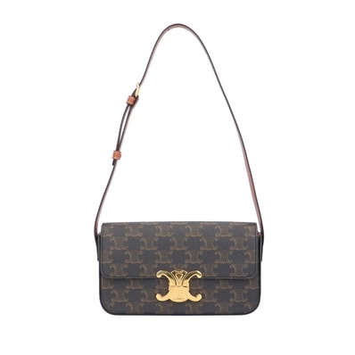 セリーヌ クロード トリオンフ ショルダーバッグ PVCコーティングキャンバス 194142CUZ.04LU ブラック レディース CELINE 中古