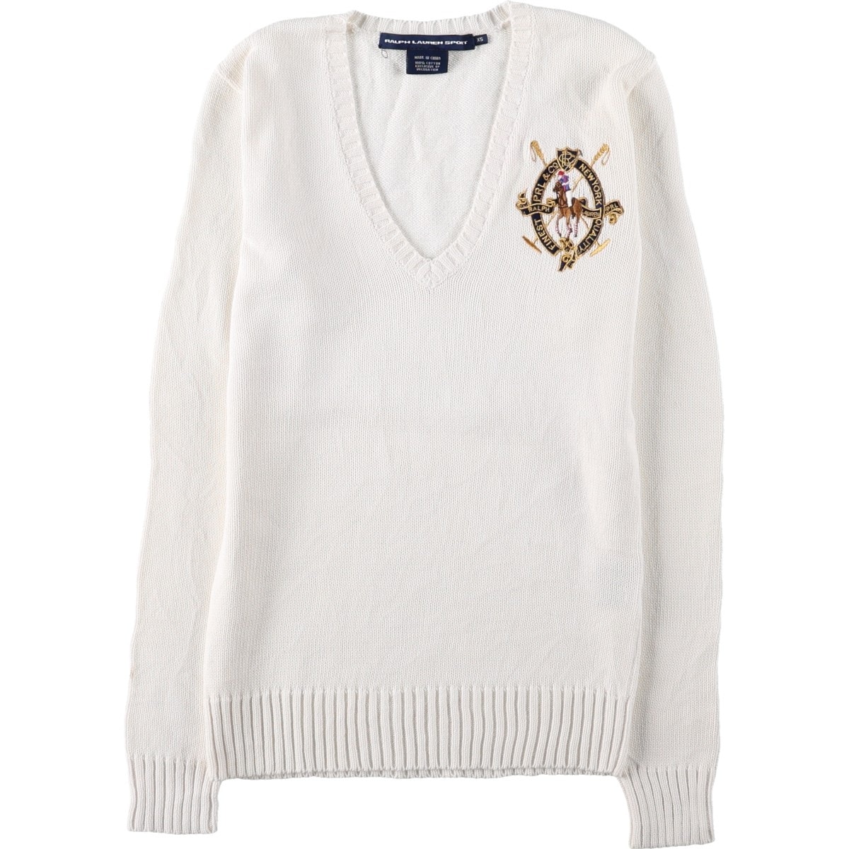 古着 ラルフローレン Ralph Lauren RALPH LAUREN SPORT Vネック コットンニットセーター レディースXS相当/eaa679864