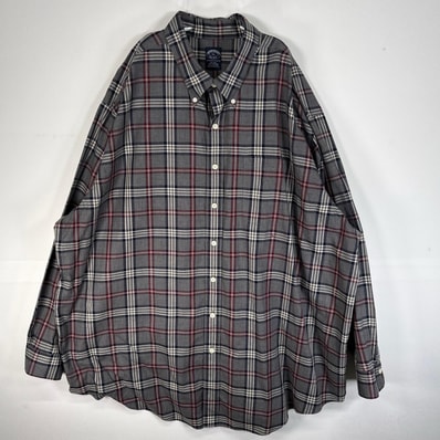 古着 ブルックスブラザーズ Brooks Brothers 長袖シャツ チェック 胸ポケ 大きいサイズ 3XL グレー系 マルチカラー メンズ