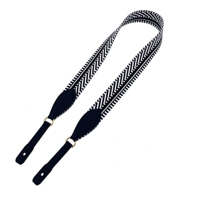 【再値下げ】HERMES エルメス バンドリエール サングル カヴァルトゥーゴー ストラップ ショルダーストラップ キャンバス ブラック ホワイト ゴールド金具 レディース【中古】