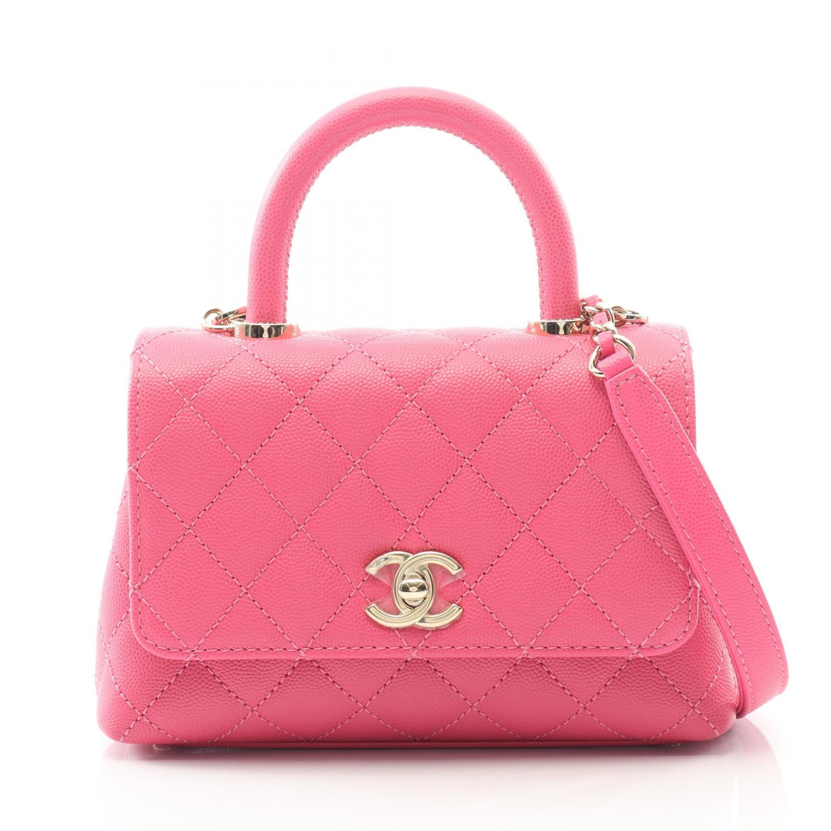 シャネル CHANEL ココハンドルXXS トップハンドル ハンドバッグ バッグ キャビアスキン(グレインドカーフ) レディース ピンク系 【中古】