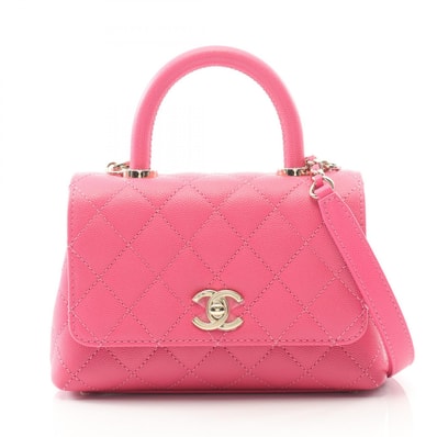 シャネル CHANEL ココハンドルXXS トップハンドル ハンドバッグ バッグ キャビアスキン(グレインドカーフ) レディース ピンク系 【中古】