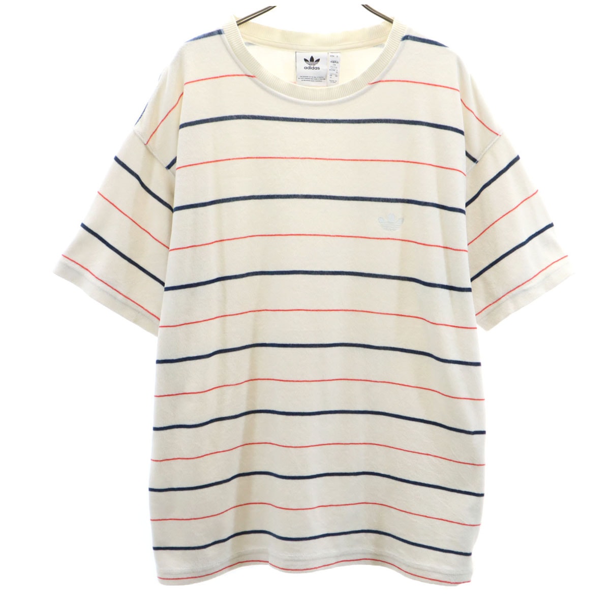 adidas Originals アディダスオリジナルス トレフォイルロゴ ボーダー柄 半袖 Tシャツ M オフホワイト