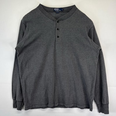 古着 ポロバイラルフローレン Polo by Ralph Lauren 長袖Tシャツ 大きいサイズ ワンポイントロゴ ヘンリーネック XL グレー系 メンズ