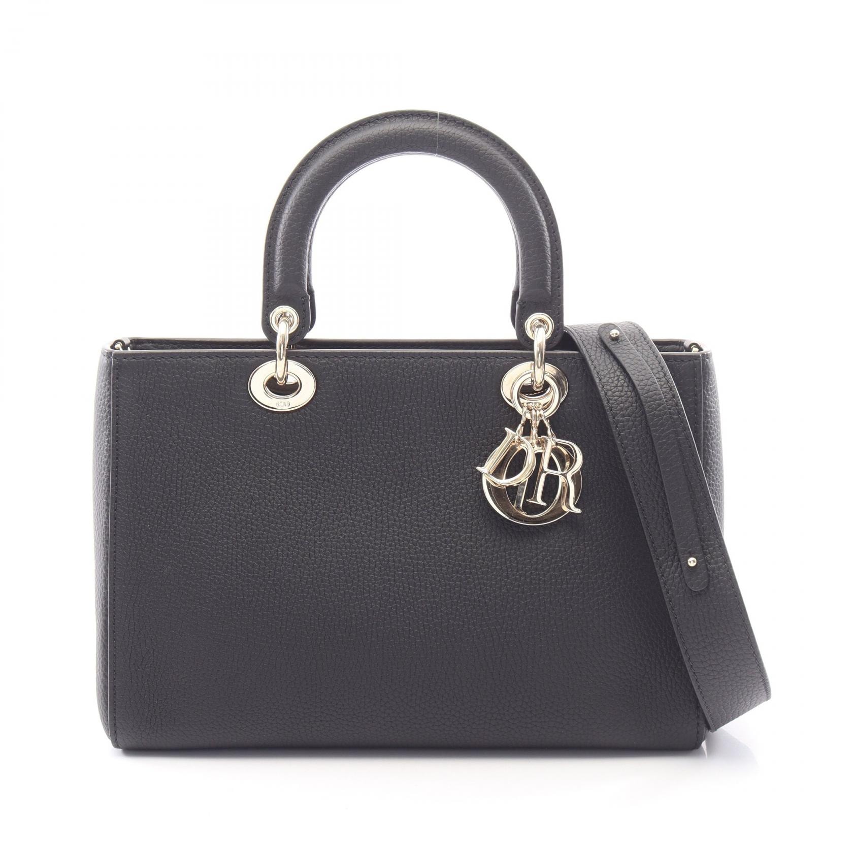ディオール Dior Lady D-Sire ミディアム 2WAY ハンドバッグ バッグ レザー レディース ブラック系 M11510TRL 【中古】