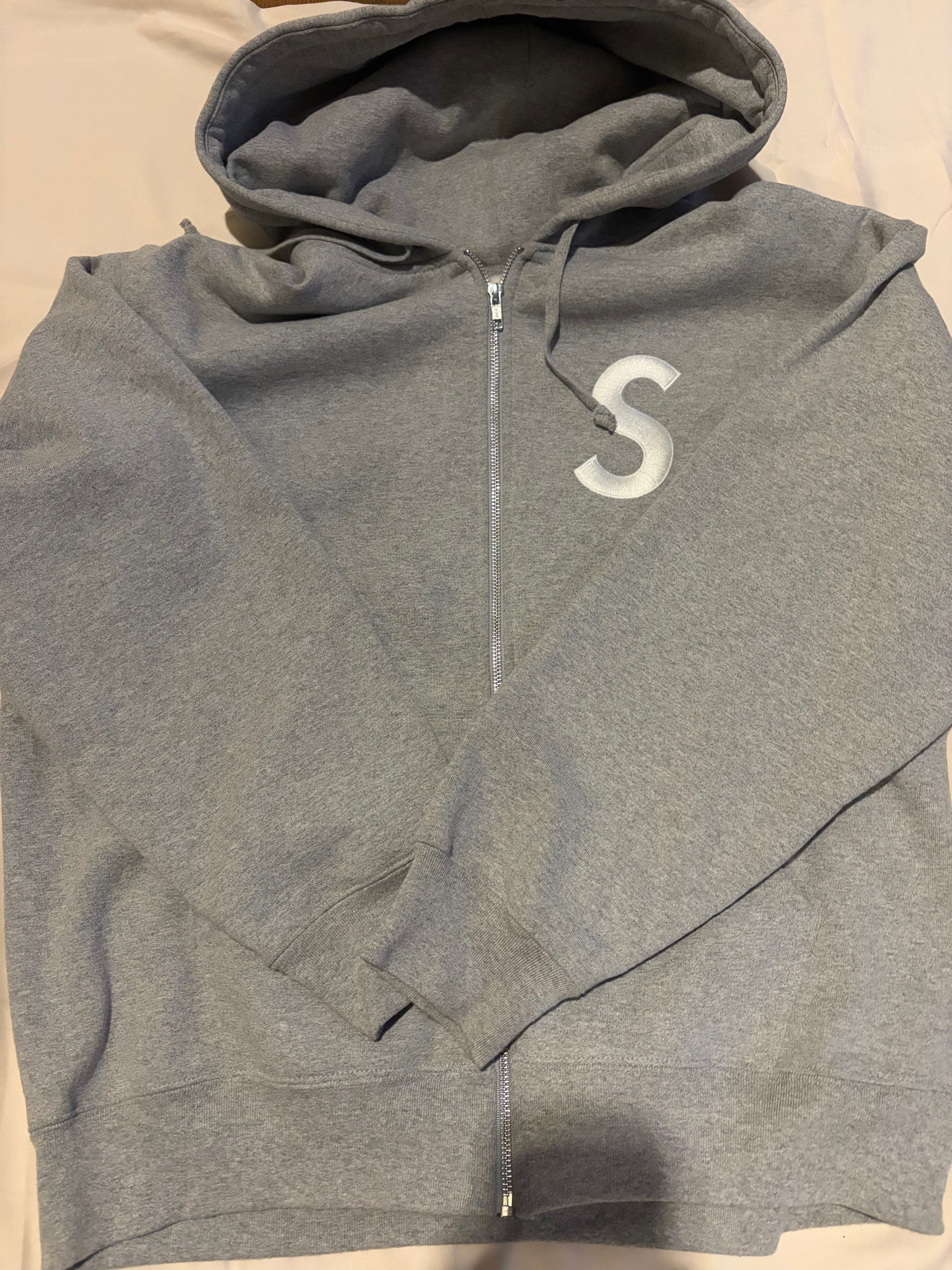 Supreme S Logo Zip Up Hooded Sweatshirt (25FW) "Heather Grey"