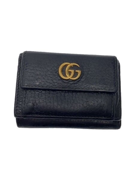 GUCCI Petit GG Marmont Leather Wallet "Black"